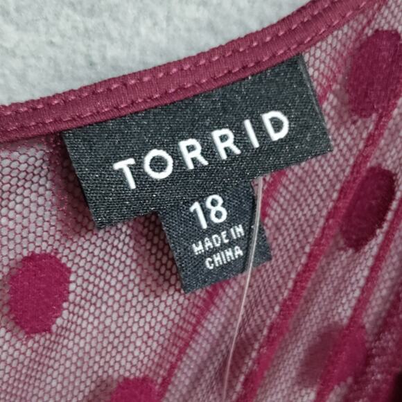 Torrid Plus Size 18 (2x) Burgundy Mesh Dot Pinup Swing Dress NWT - Picture 8 of 14